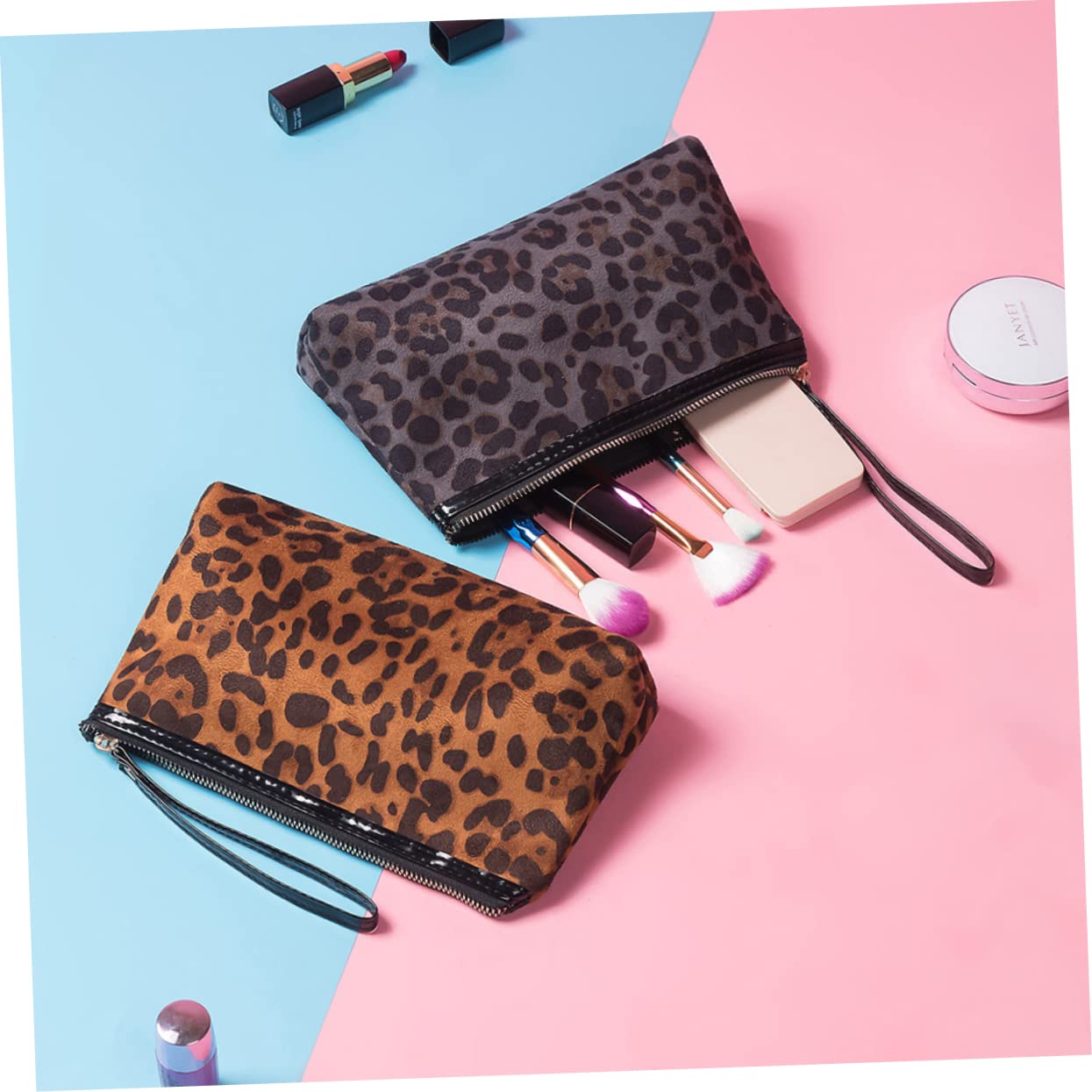 Beaupretty 4piezas Neceser De Viaje para Cosméticos Diseño De Leopardo Gran Capacidad Bolsa De Almacenamiento Portátil para Maquillaje y Artículos De Tocador Incluye Leopardo Negro
