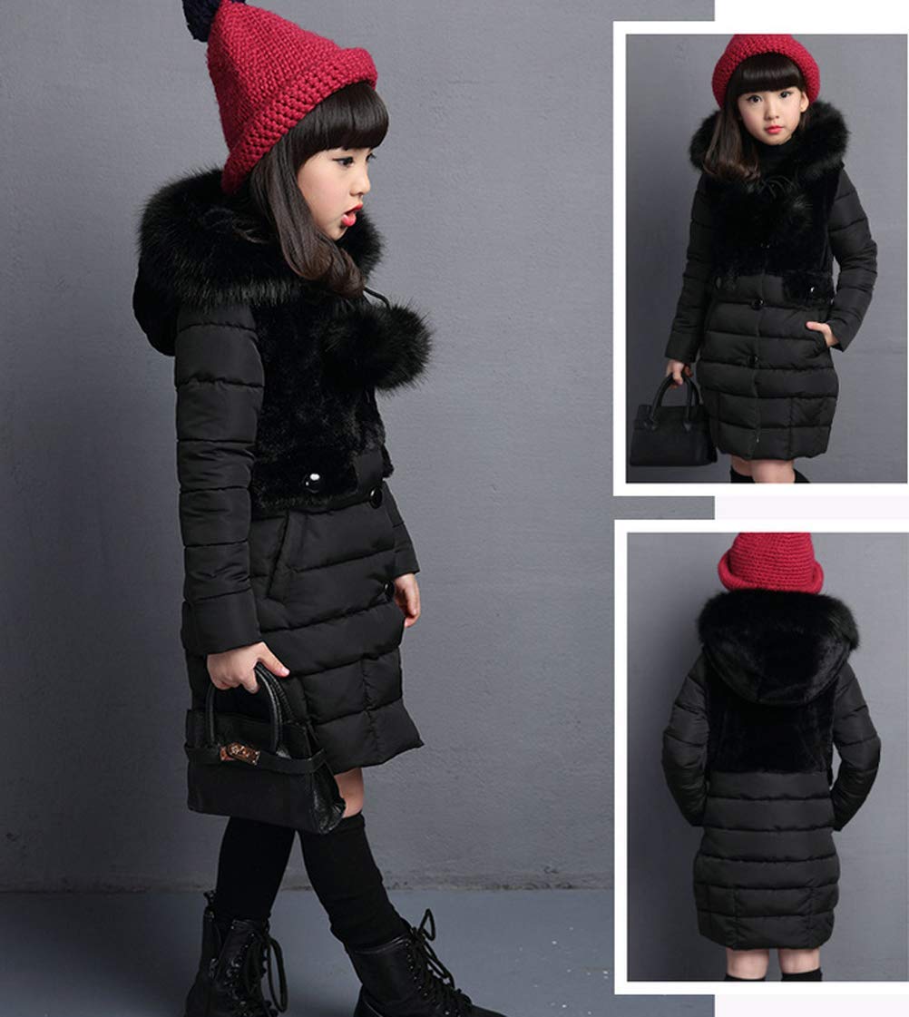 Chaqueta de plumón de Invierno niña Princesa Abrigo de Invierno otoño Parka Gruesa de Media Longitud con Piel con Capucha