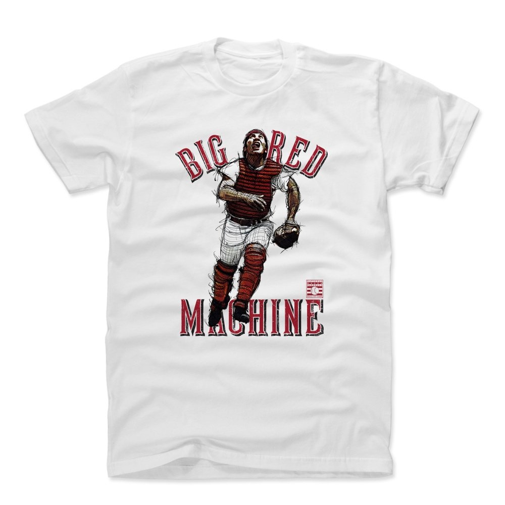 500 LEVEL Johnny Bench Shirt (Cotton, XXX-Large, White) - Johnny Bench Big Red R
