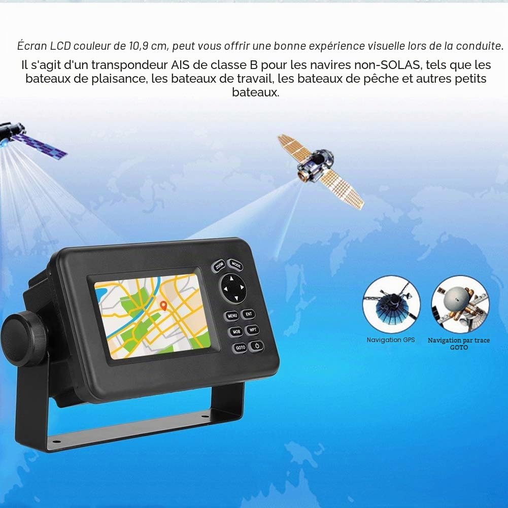 de Juillet Navigateur GPS, -528A Écran Couleur LCD 4,3 Pouces Marin Marine Navigator Localisateur d'alarme Combo de transpondeurs AIS de Classe B