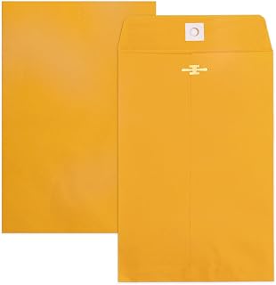 6x9 Clasp Envelopes - 20 Pack, Goefun Brown Yellow Manila Envelopes 6x9, 100GSM Heavy Kraft Paper, for Mailing