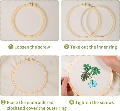 Miniatura 7 de Aros de bordado de 4 tamaños de 4 a 8 pulgadas aro circular de punto de cruz mini pequeños y medianos marcos de bordado anillo decorativo de