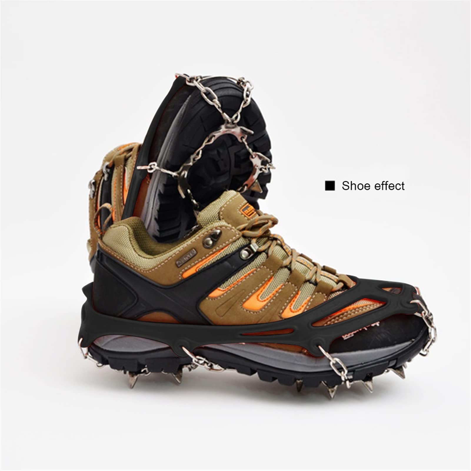 Crampones 1 par 13 Dientes Antideslizante trepar crampones Hielo Nieve Pinzas Picos escapatos al Aire Libre Senderismo Zapato Arranque empuñaduras Cadena Spike (Color : M Black)