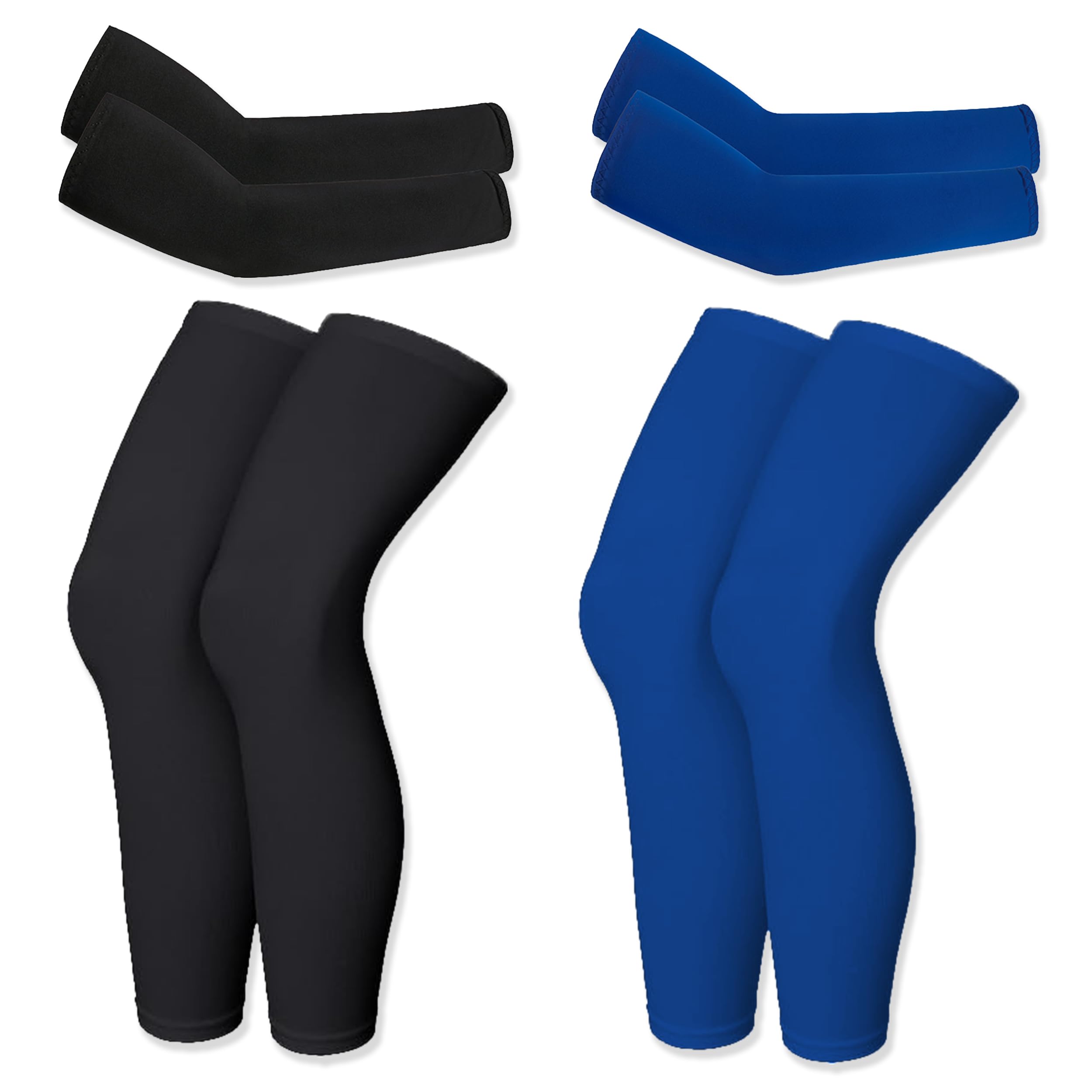 Mangas de Compresión de Longitud, 2 Pares Mangas de Pierna y 2 Pares Mangas para Brazos, Protección UV Verano Arm Sleeves Leg Sleeves para Ciclismo Correr Baloncesto Fútbol