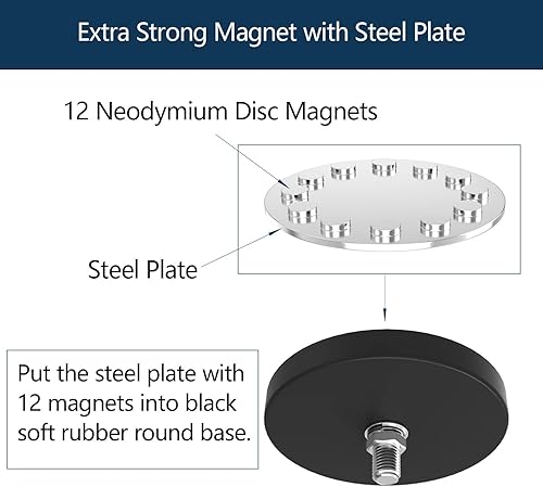 Miniatura 3 de Ganchos magnéticos grandes y resistentes, ganchos magnéticos fuertes para herramientas de jardín, mangueras, correas, tablero de clavijas de acero,