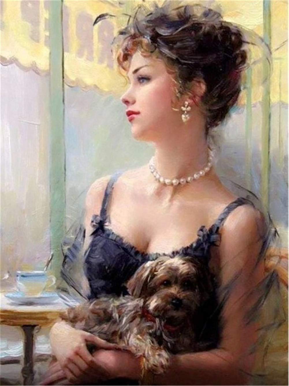 Kit Broderie Diamant 5D Fille Art Abstrait 25x30cm - Diamond Painting Complet