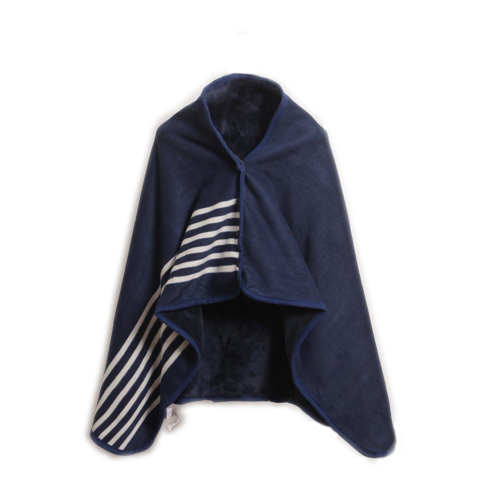 Fleece Wearable Blanket Flannel Plaid Ponchos Shawl Soft Plush Winter Warm Throw Buttons Cape Tippet Double Layer Lap Comfy Wraps (UK, Alpha, One Size, Regular, Regular, 80 * 130cm, Blau)