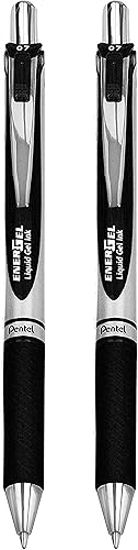 Miniatura 1 de Pentel EnerGel XM BL77 - Bolígrafo retráctil de tinta de gel líquido, 0.028 in, 54% reciclado, color negro, paquete de 2