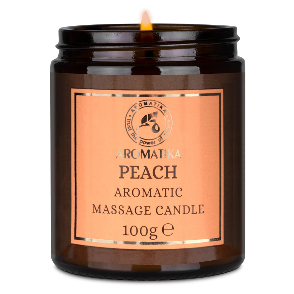 Vela de Masaje Durazno 100 g - Vela de Cera de Soja - Mezcla de Aceites de Coco y Almendras - Vela de Masaje y Relajación - Aromaterapia - Cosmética - Calmante