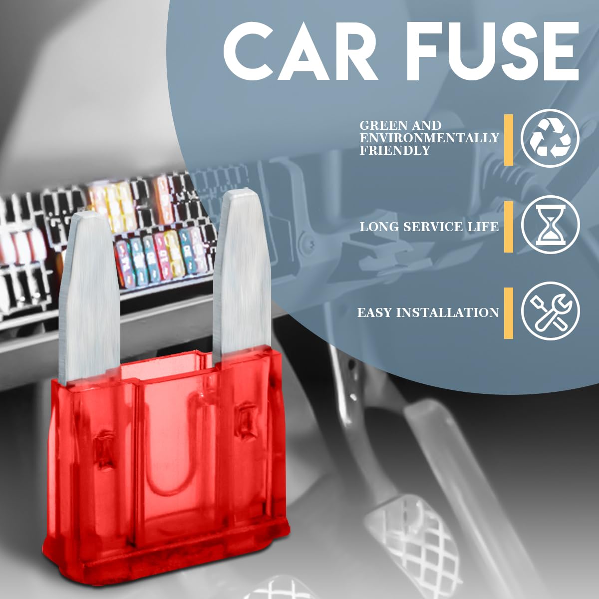 25 Piezas Fusible Mini, Fusible Plano 10A con 2 Clips de Plástico para Coche, Camión y Moto — view 6
