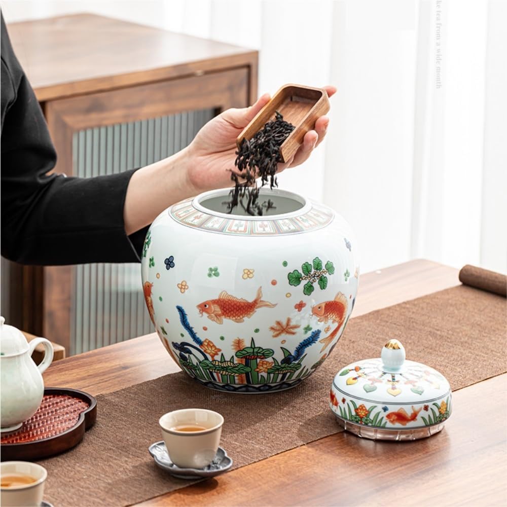 SONGCHAO Sugar Jar Ceramic Loose Tea Storage Container Jar Large Capacity Sealed Retro Set Single Gift Box Tea Canister