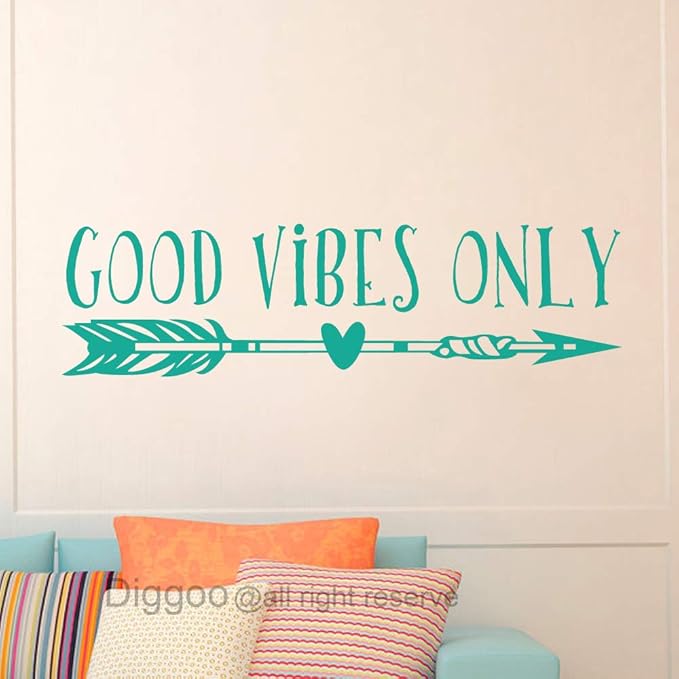 Good Vibes Only Wall Decal - Purple Bedroom Decor For Teens & Kids Rooms (34x33 Inches)