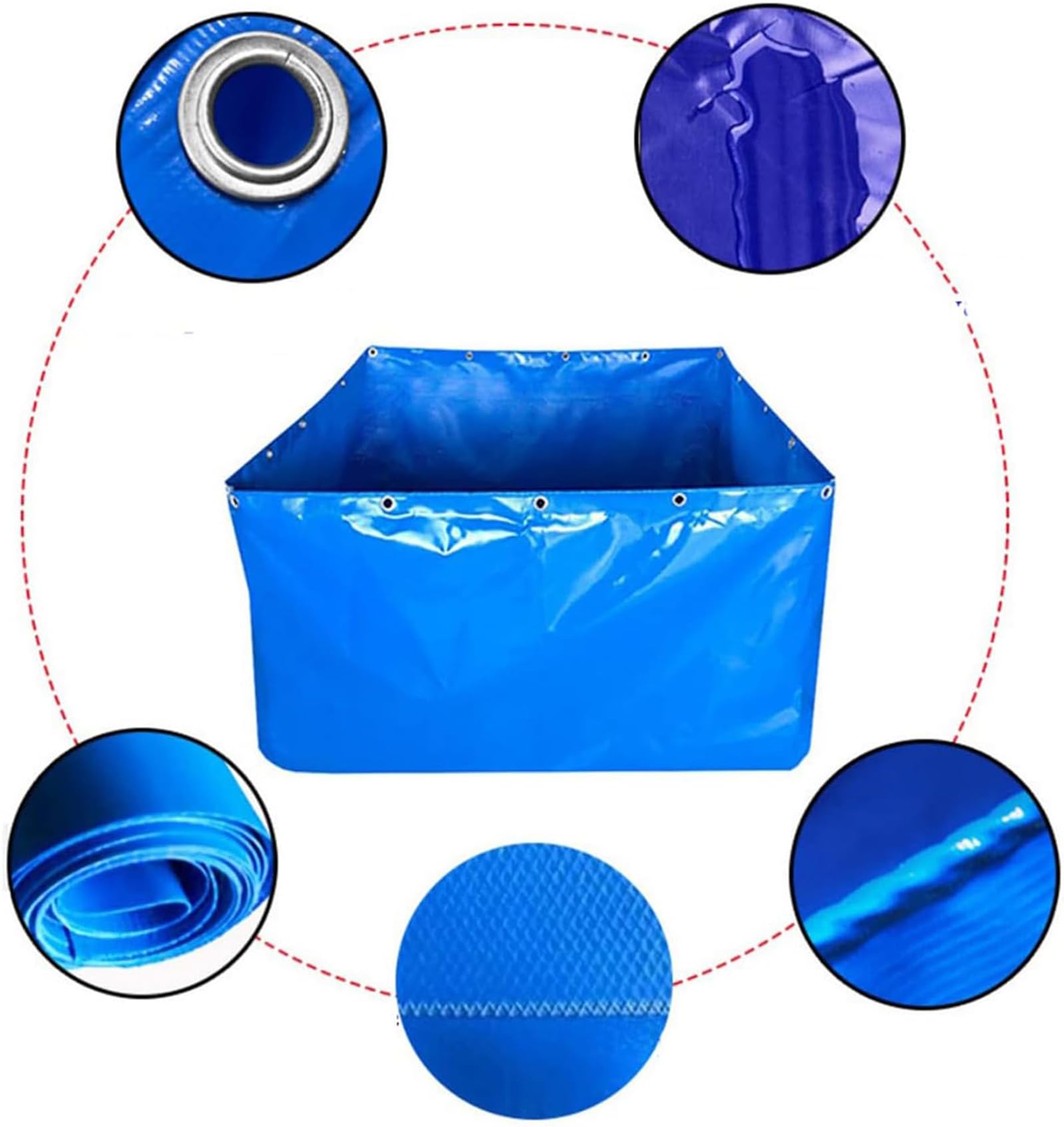 Piscina per pesci Koi in tela di PVC – Piscina portatile da giardino con valvola di scarico per stoccaggio e irrigazione dell'acqua, ideale habitat acquatico fuori terra