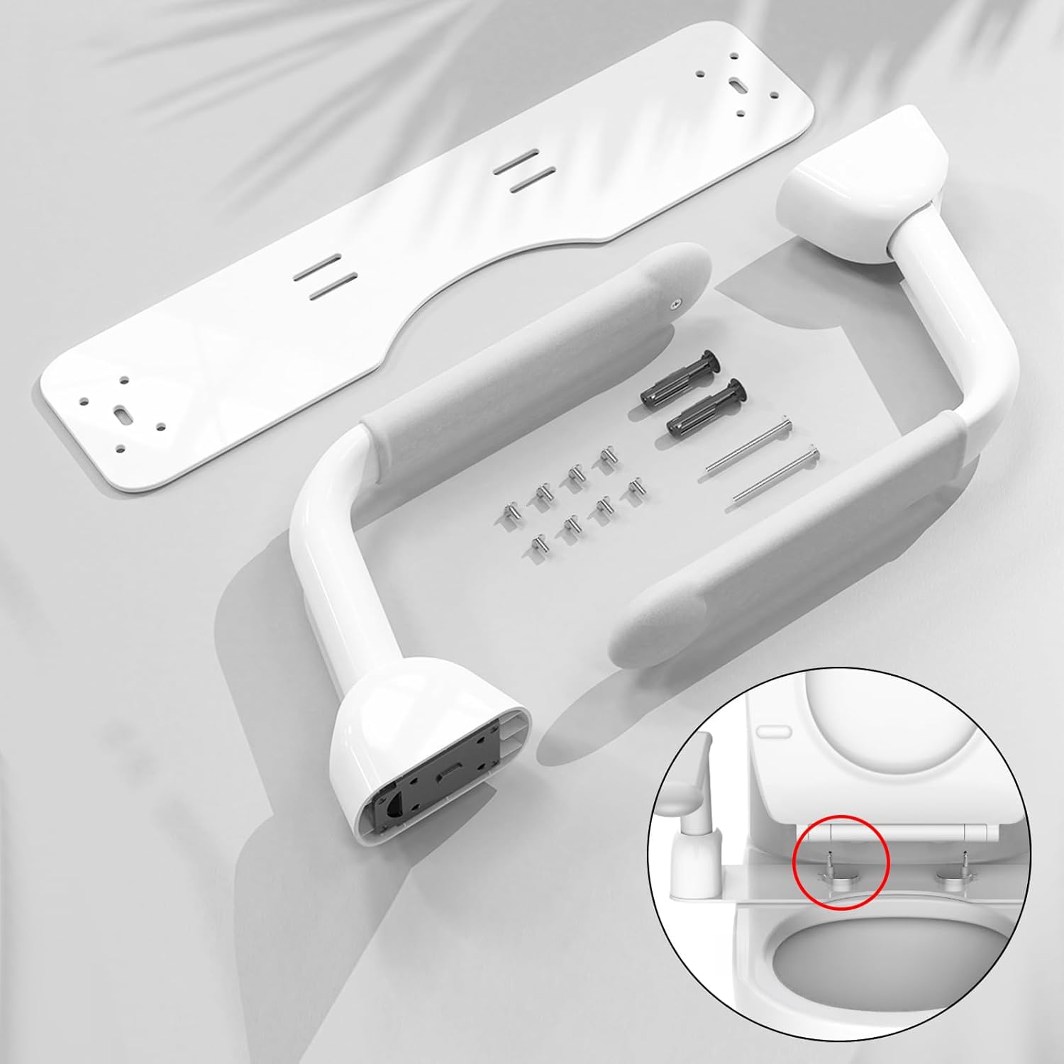 Soporte de seguridad para inodoro con asas plegables, marco de inodoro sin agujeros, estructura de aluminio, soporte para personas mayores y personas con movilidad reducida