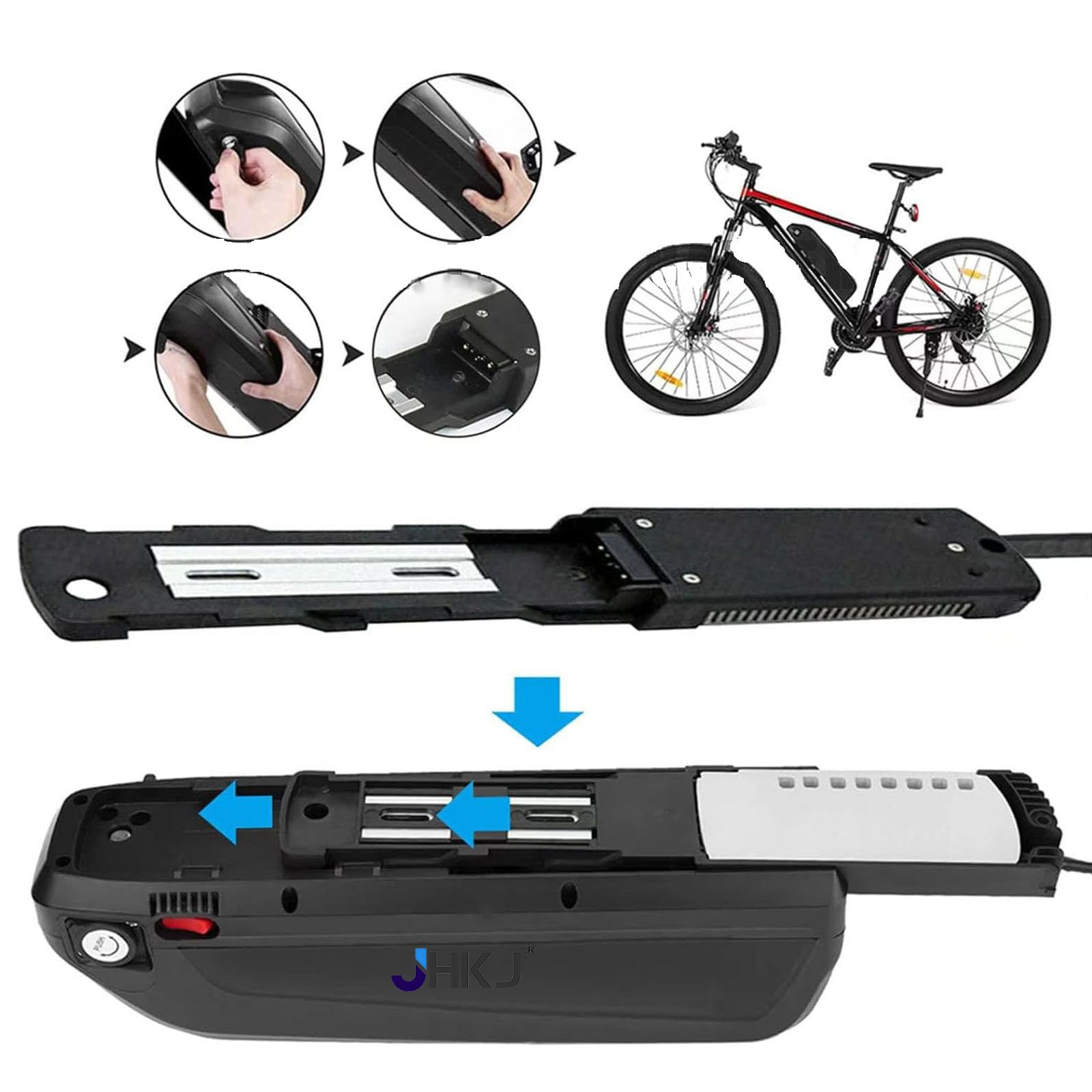 Akumulator litowy 36 V 48 V 52 V Akumulator litowo-jonowy 13 Ah 15 Ah 17 Ah 19,2 Ah Akumulator dolny do zestawów silników 500 W 750 W 1000 W z portem USB i ładowarką