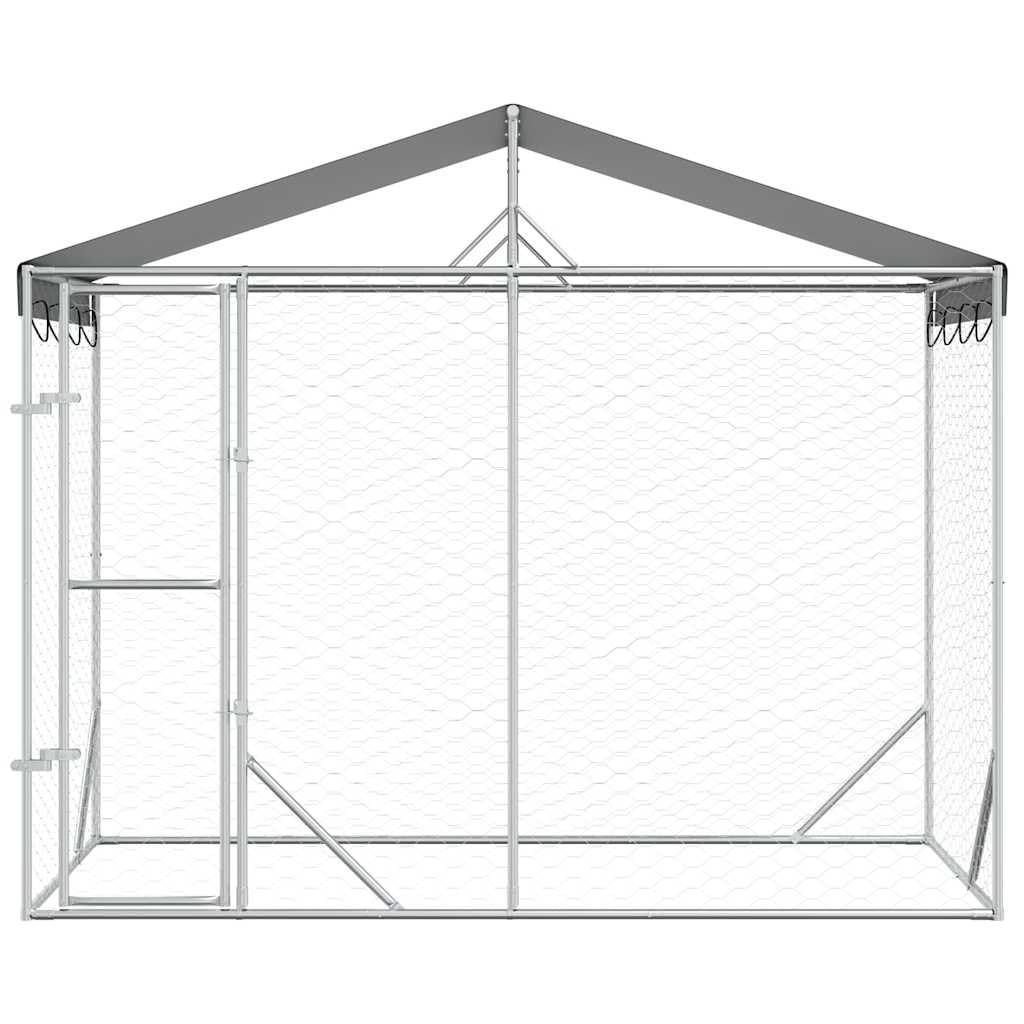 vidaXL Cuccia Cani Esterno Tetto Argento 3x1,5x2,5m Acciaio Zincato