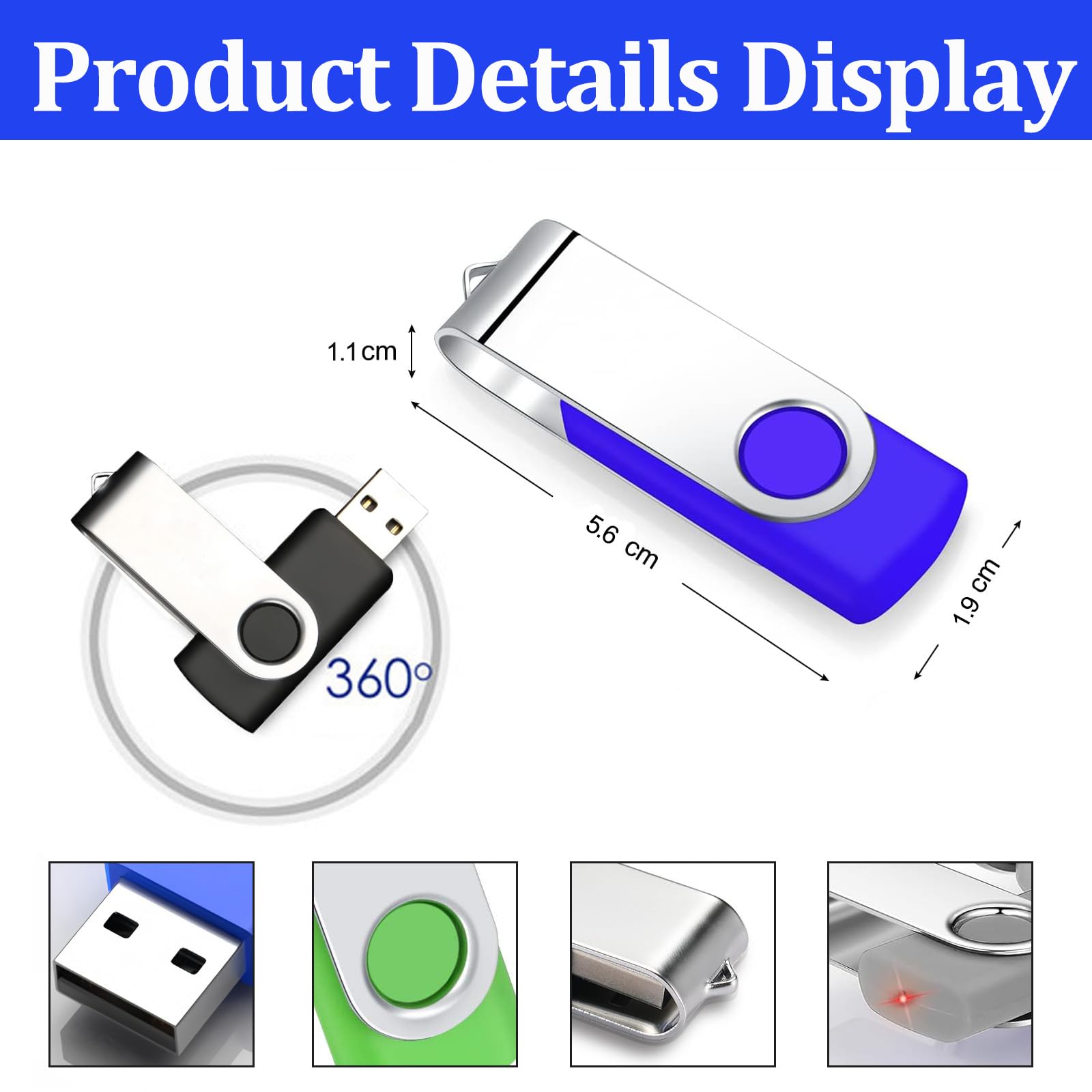 20 Stück 4GB USB Stick USB 2.0 Speicherstick Rotate Mehrfarbig Bulk Memory Sticks (4GB, 20 Stück)