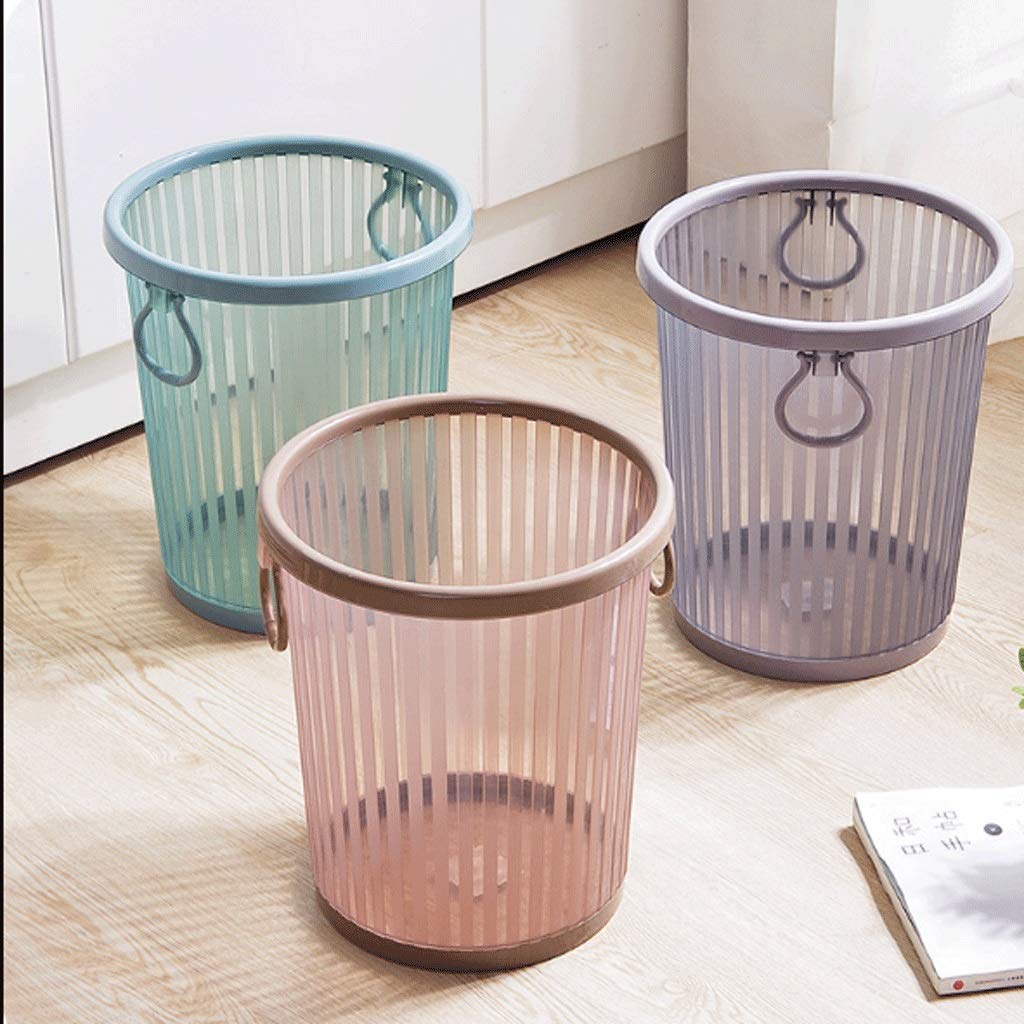 Trash Can Large Plastic Waste Storage Bins Without Lid Rubbish Bin for Bathroom Bedroom Kitchen Indoor Recycling Bins Waste Basket (Color : Brown Size : Medium) (Brown Large)