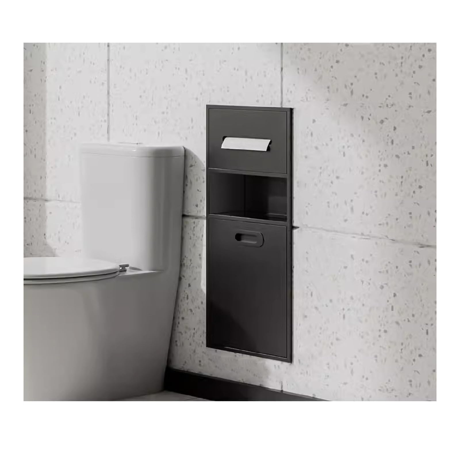 QUSYZD Stainless Steel Shower Nich, 30x65x14cm Waterproof Toilet Side Metal Niche Cabinet, Recessed Niche Shelf for Bathroom Storage/Shampoo/Toiletries,Silver,65x,Black-65x30x14cm