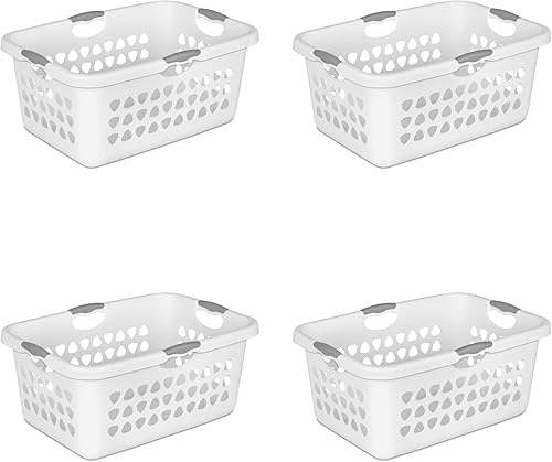 Bushel Ultra - Cesta para ropa sucia (plástico, 4 unidades), color blanco