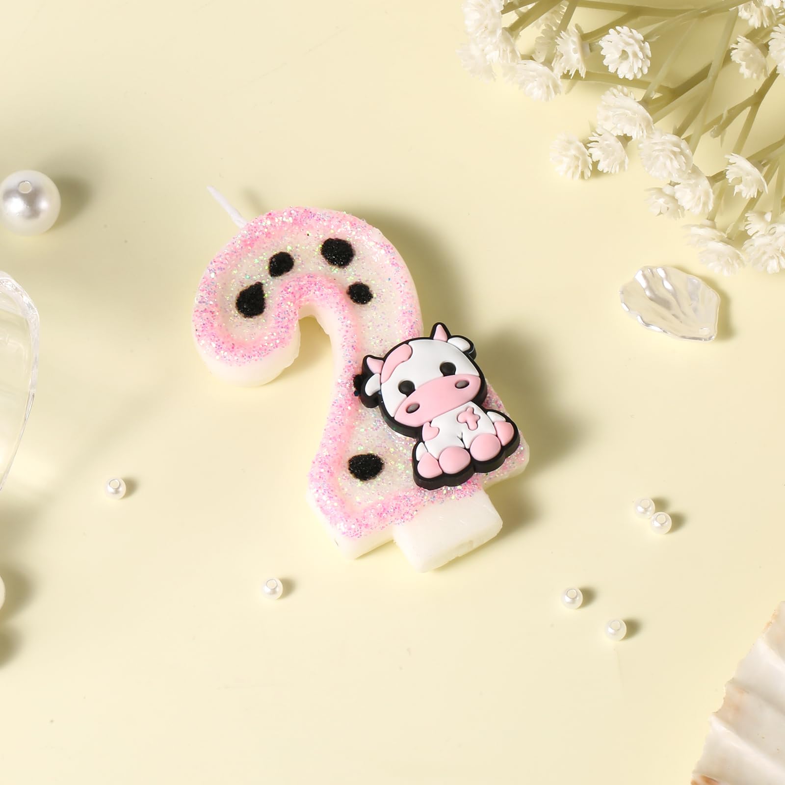 Candelina in cera per compleanno Sweety Numero 1 Rosa Glitterata 8 cm