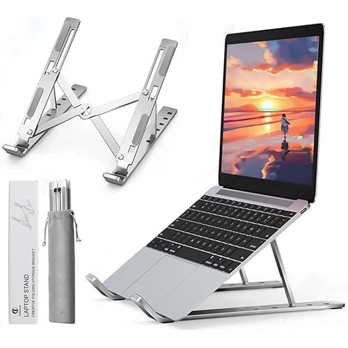 Aitodosยฎ Laptop Stand, Aluminum Alloy, Anti-Slip, Folding, Portable, Ventilation and Cooling, 6-Position Adjustment - Used for office, Sitting Posture Correction