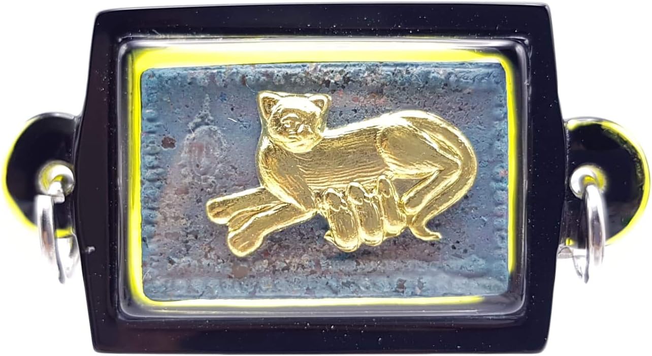 Magic Thai Amulet Authentic Genuine Cat Feeding Mouse 6th Edition Lp Thar Lucky Pendant