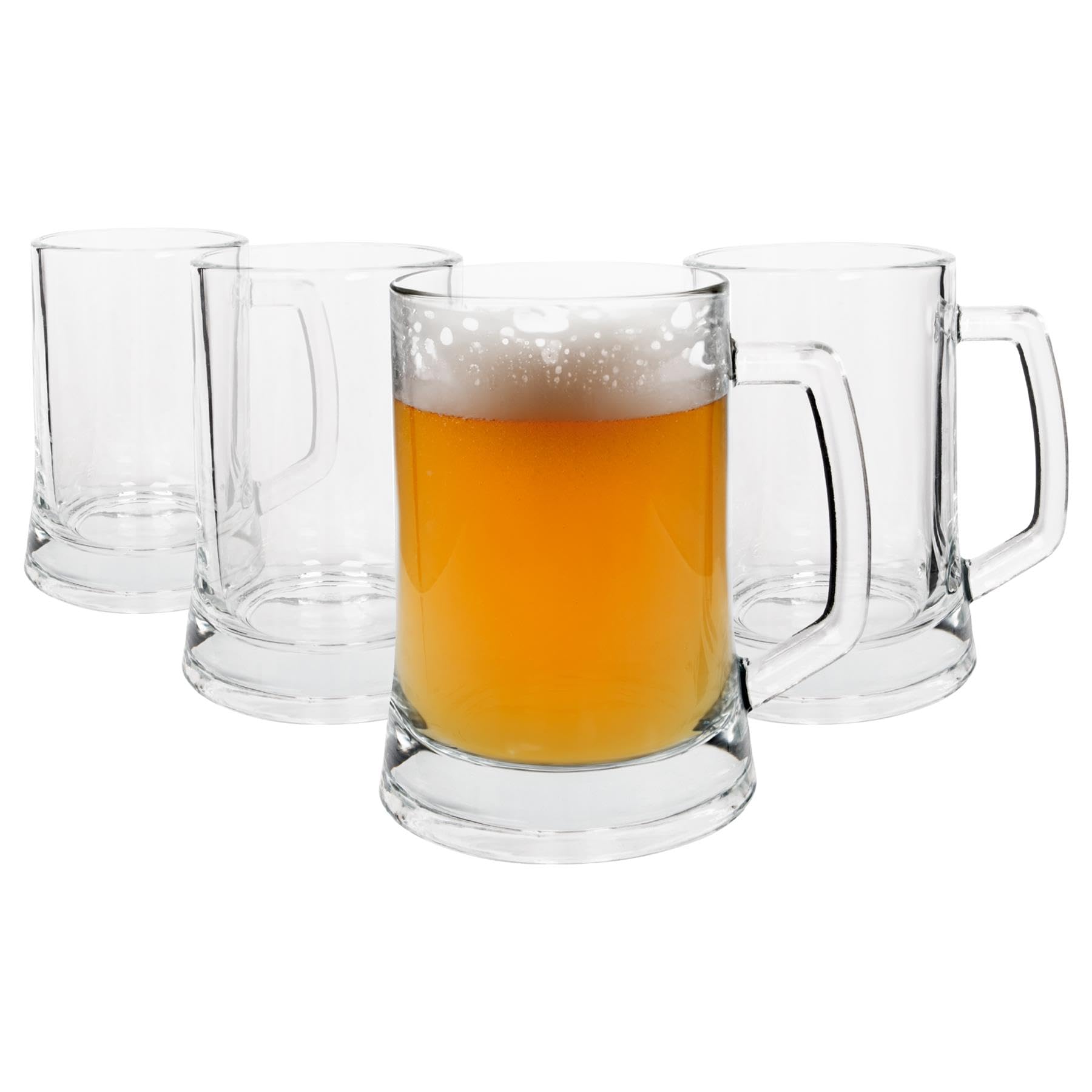 Rink DrinkGlass Beer Mugs - Pack of 4-500ml Large Classic German Style Pale Ale Dishwasher Safe Larger Stein Traditional Beer Tankard Glasses with Handles