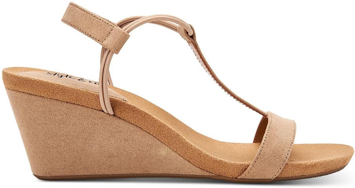 Style & Co. Womens Mulan T-strap Open Toe Wedge Sandals Tan 12 Medium (B,M) - Image 2