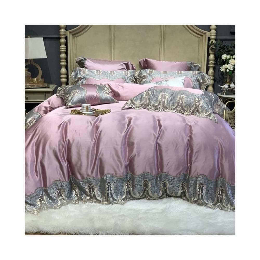 Parure de lit en coton égyptien 1000 fils avec broderie dentelle de luxe