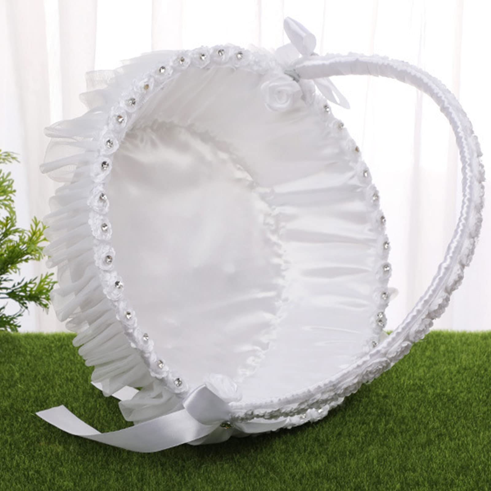 Blumenmädchenkörbe für Hochzeiten, große Hochzeit für Blumenmädchen, einfach, niedlich, königlich mit Spitze, weiß, Hochzeitszubehör und Dekorationen