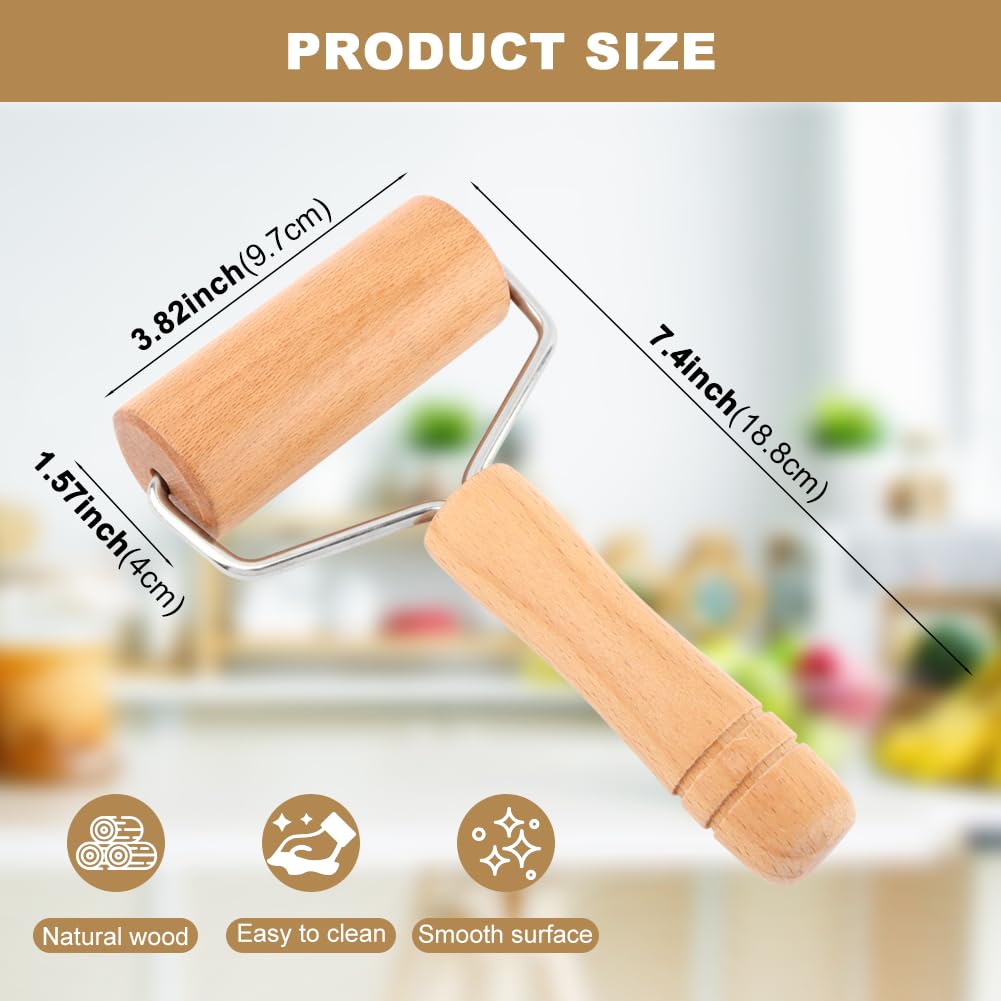 Wood Rolling Pin, No-n-Stick Pizza Rolling Pin T-shaped Hand Dough Roller for Pastry Tortilla Dumpling Kitchen Baking Cooking(COLOR:Wood)