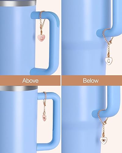 Miniatura 5 de OriJoy Accesorios de letras para Stanley Cup, 2 piezas con nombre de identificación y asa para vaso StanleySimple Moderno, Dijes de identificación