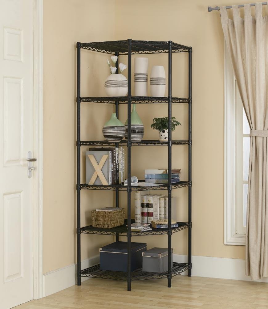 BestOffice New Heavy Duty Wire Steel 6Tier Corner Shelf Garage Storage