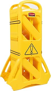 Rubbermaid Commercial Products Mobile Sicherheitsabsperrung, 4 m Gelb – Barriere aus Kunststoff mit Rollen für Reinigung, Wartung & Baustellen, faltbar & mobil – FG9S1100YEL