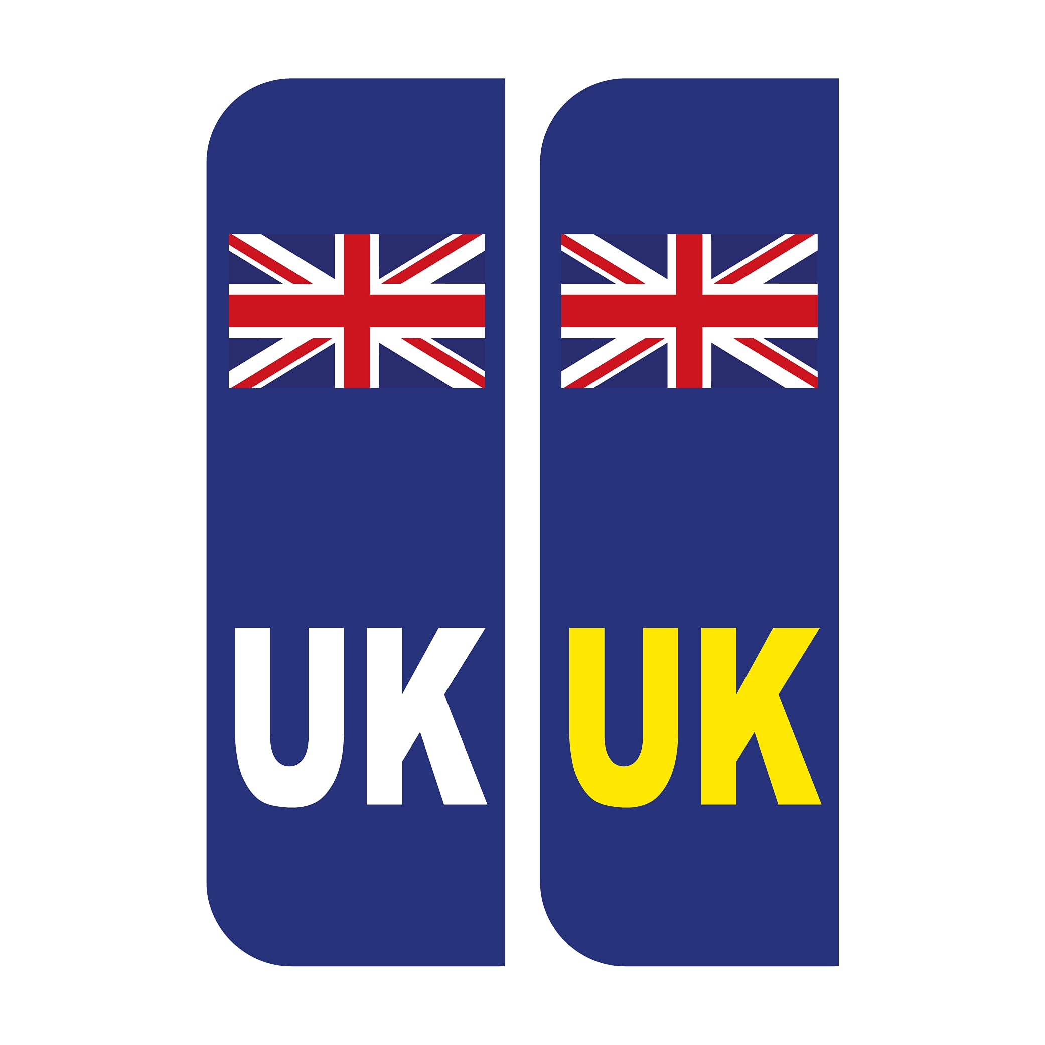 UK Car Stickers, UK Flag Reg Plate Self Adhesive Vinyl for Car, Van, Lorry, 104mm by 36mm, Pack of 2
