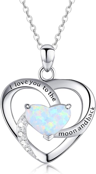 Amazon.com: Heart Necklace Opal Jewelry 