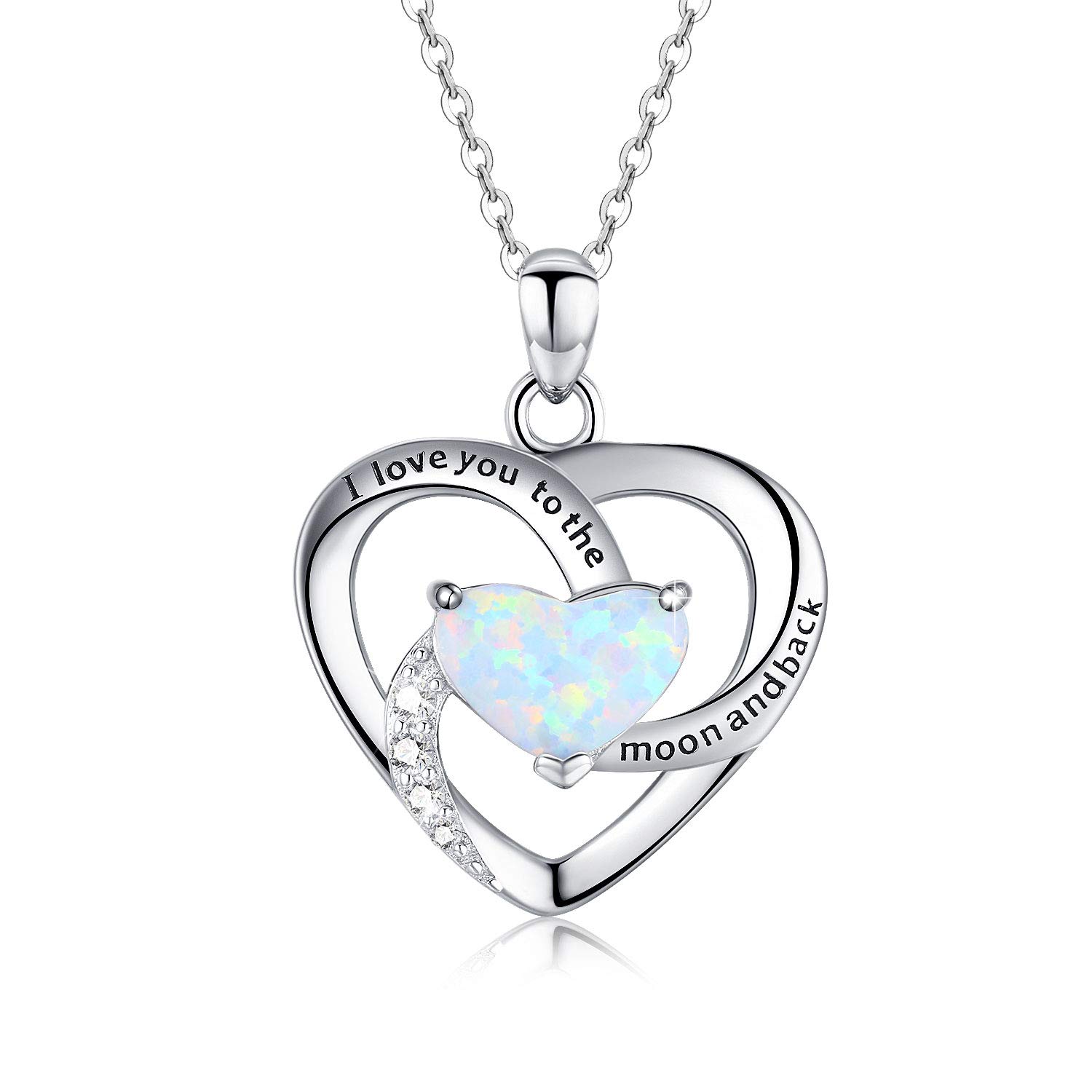 Cuoka925 Sterling Silver Heart Necklace I Love You to The Moon and Back Pendant Sun Star Moon Necklace Jewelry for Women with Gifts Box
