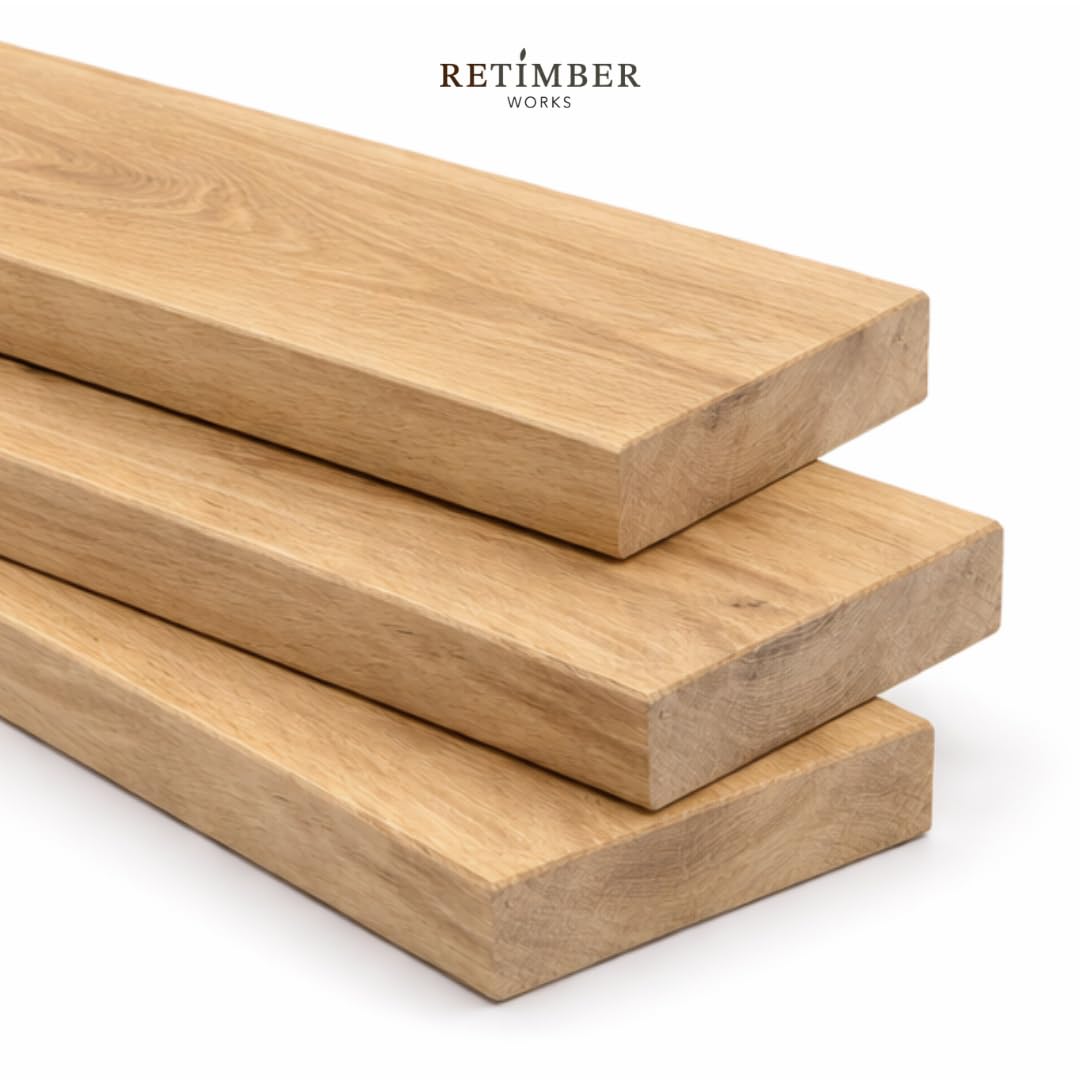 Drewniany regał wiszący z litego drewna dębowego o szerokości 20 cm – ręcznie wykonany – unosząca się ściana (90 cm)