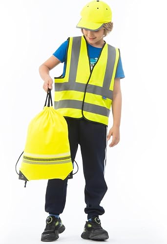 AYKRM Kids High Vis Vest - Childs High Vis Reflective Safety Vest High Visibility Child Hi Vis Waistcoat