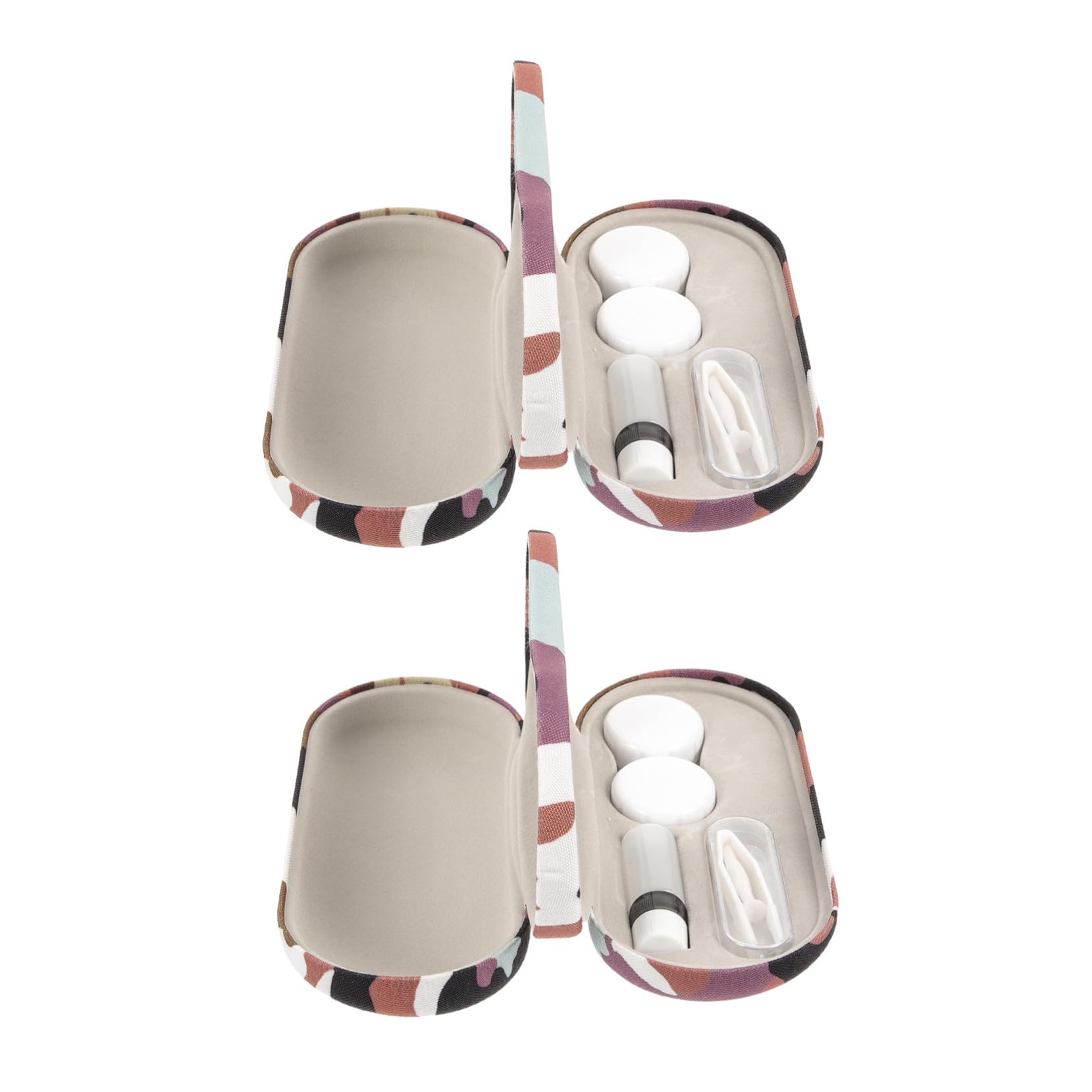 KOMBIUDA 2 Ensembles Étui Double Camouflage pour Lunettes et Lentilles Boîte Portable Compacte avec Miroir et Applicateur Rangement Pratique pour Voyage et Usage Quotidien
