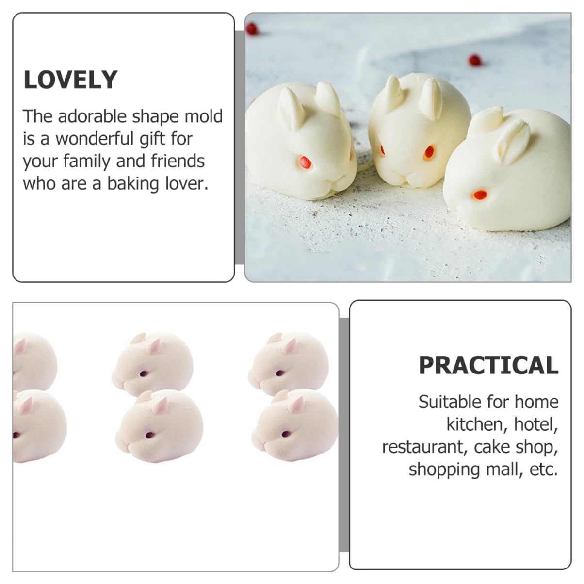 TOPBATHY 2 Pezzi Di Silicone A Forma Di Coniglietto Per La Cottura Di Dolci Pasquali Gelatina Budino Ghiaccio Facili Da Usare E Da Pulire