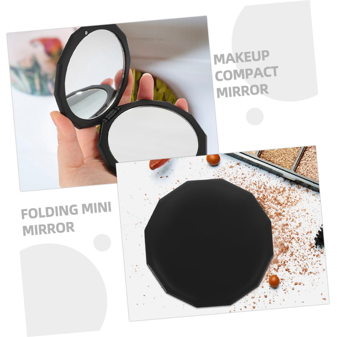 2stücke Kosmetikspiegel Faltbarer Mini-Spiegel Reisespiegel Tragbarer Make-up-Spiegel Kompakter Vergrößerungsspiegel Mit Schützender Klappabdeckung Hochauflösende Oberfläche