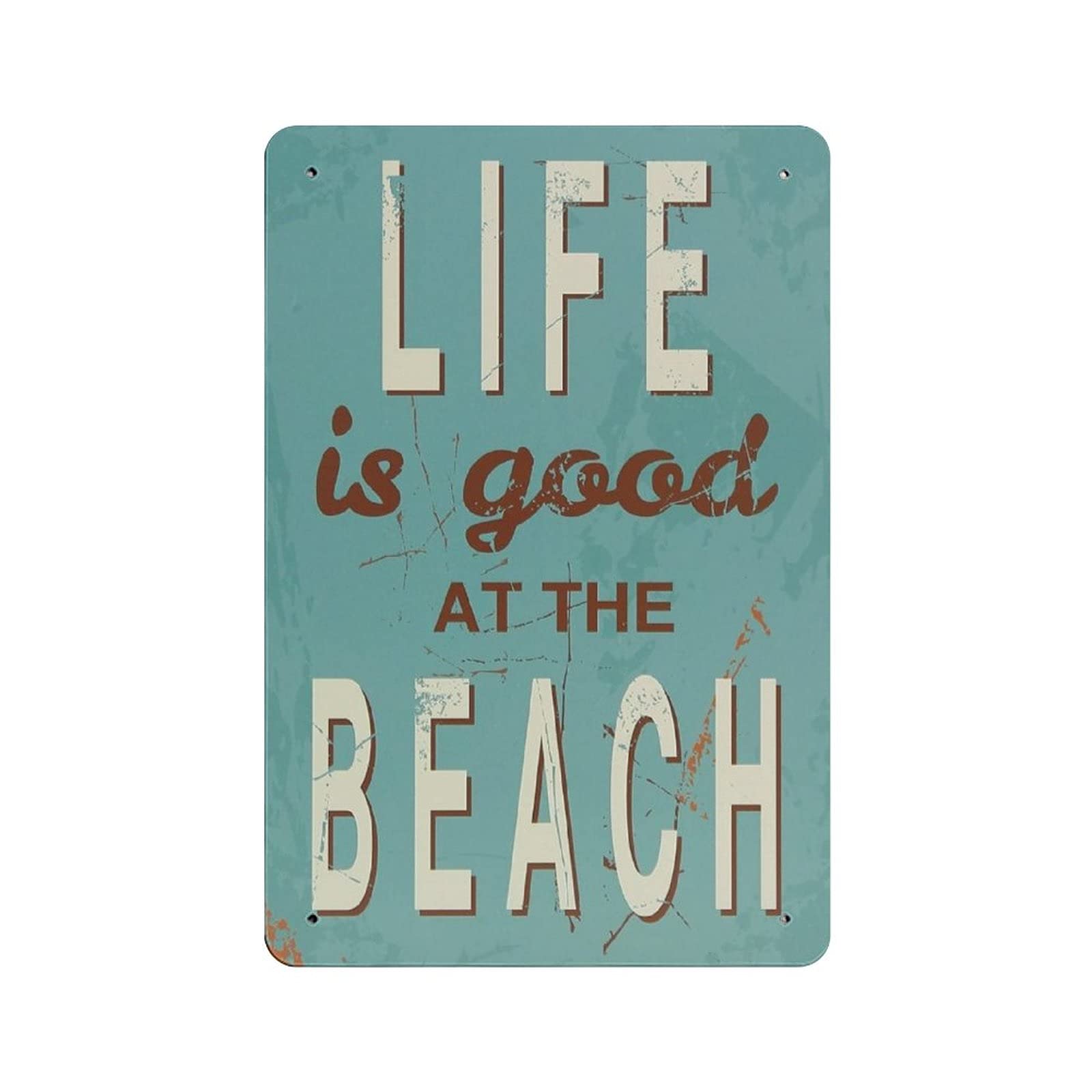 Metal Tin Sign Life Is Good at Beach Vintage Tin Poster Metal Sign Wall Decoration Country Kitchen Home Garage Decor 12"x8"