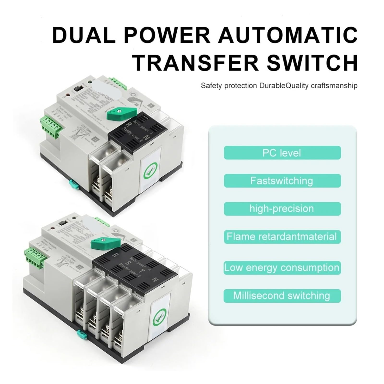 For fotovoltaico e inverter Interruttore di trasferimento automatico a doppia potenza Selettore elettrico 2P 4P Alimentazione ininterrotta Fotovoltaico