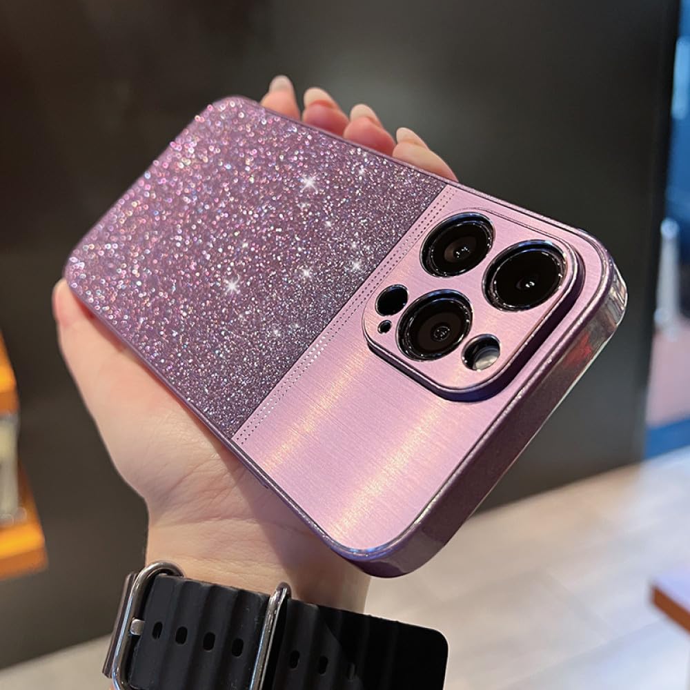 Couverture de PC en aluminium brillant violet de luxe pour iPhone 14 Pro Max