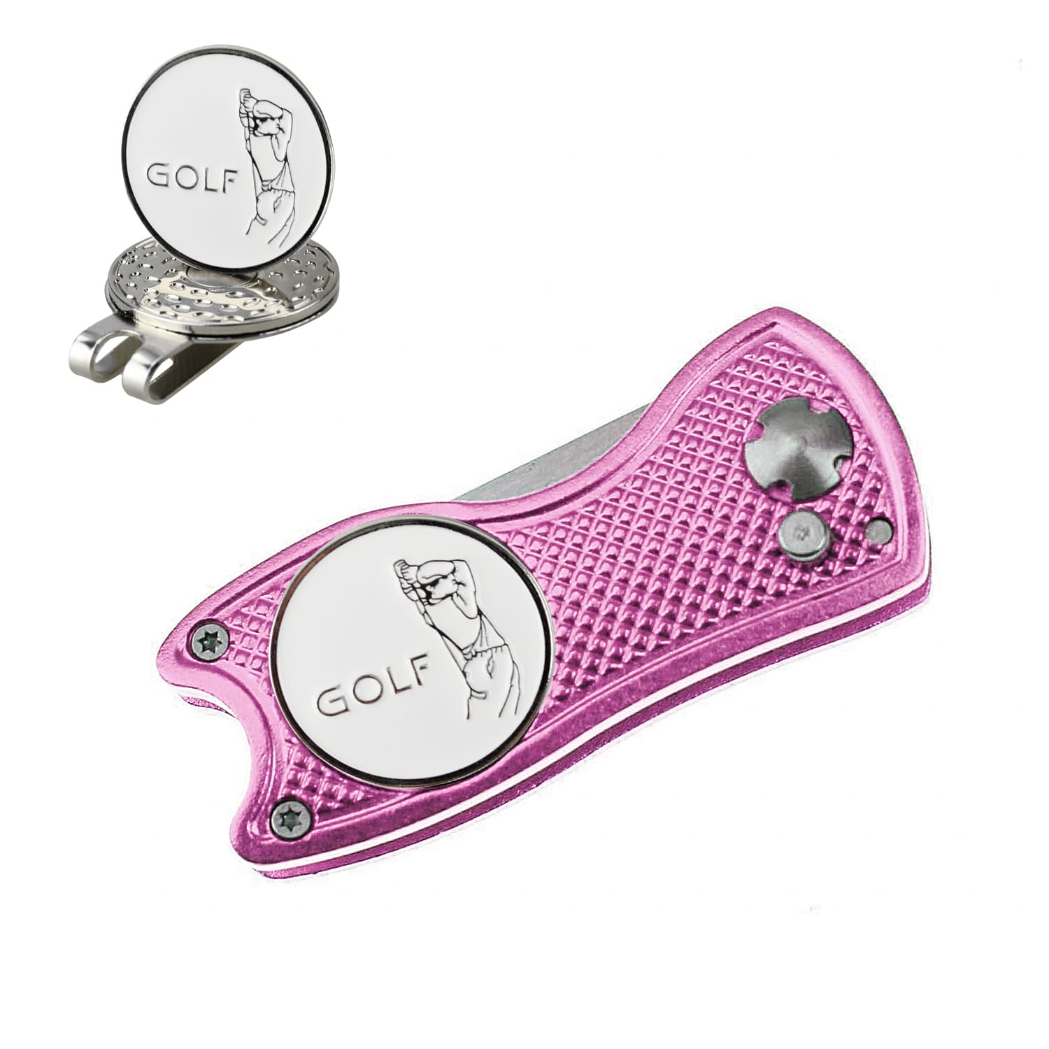 Crestgolf Golf Divot Tool avec Bouton Pop-up et Marqueur de Balle Magnétique Pitch Mark Mini-Outil Portable et Pliable Léger(Pin)