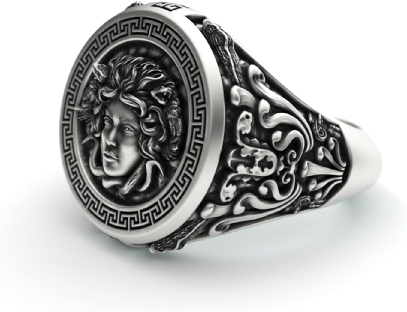 Captivating 925 Sterling Silver Medusa Gorgona Snake Head Ring - Mythological Inspired Artisan Jewelry