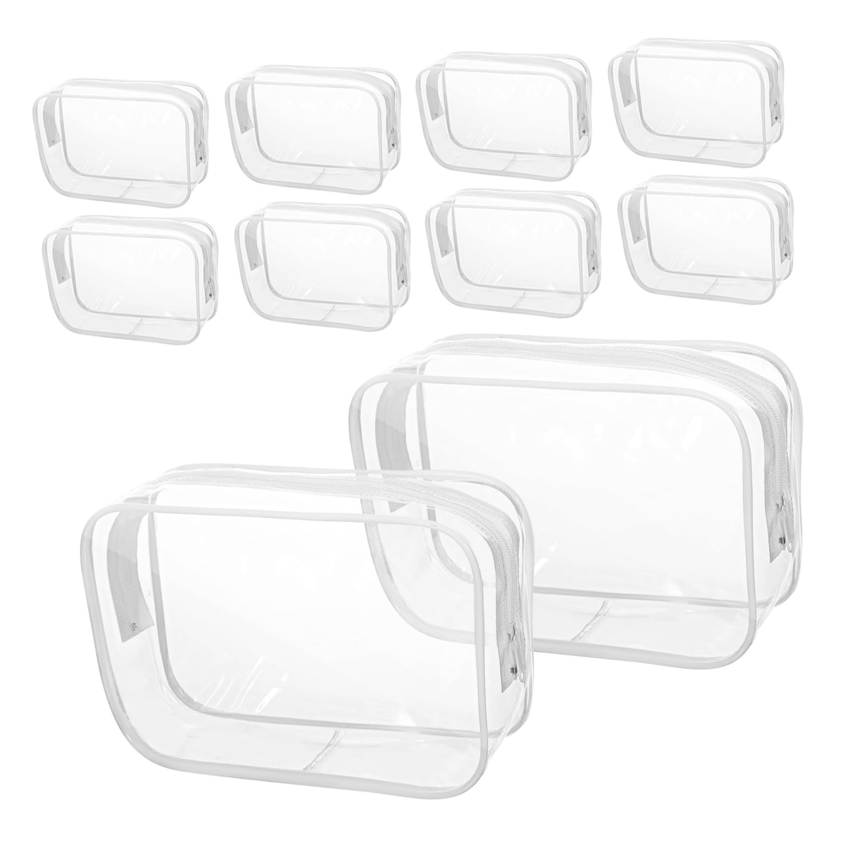 10 Piezas Transparentes de PVC con Organizador de Maquillaje Resistente y Compacto Neceser de Viaje para Cosméticos y Artículos de Aseo Medio