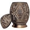 Black and Gold Cremation Urn by Liliane Memorials - Urns for Human Ashes Remains - Brass - Suitable for Funeral Cemetery Burial or Niche - Large Size for Adults up to 200 lbs - Egg Shape